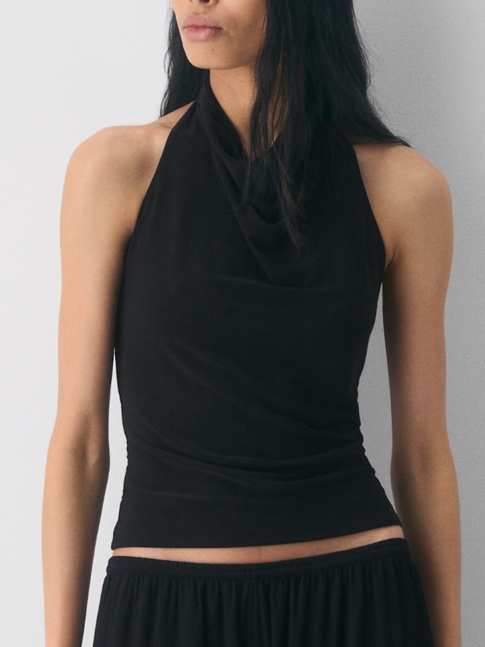 Aritzia Wilfred Black Draped Halter Top